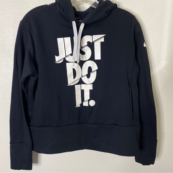 Just do it Nike sweatshirt Womens Small black hoodie sweater swoosh - Picture 1 of 10